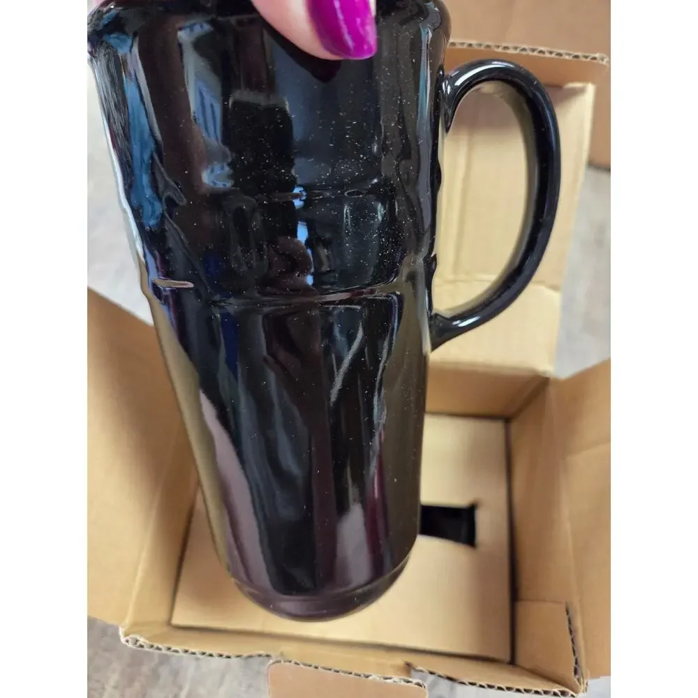 Longaberger Ebony Travel Mug Cup Black w/ Lid NEW IN BOX 31765150